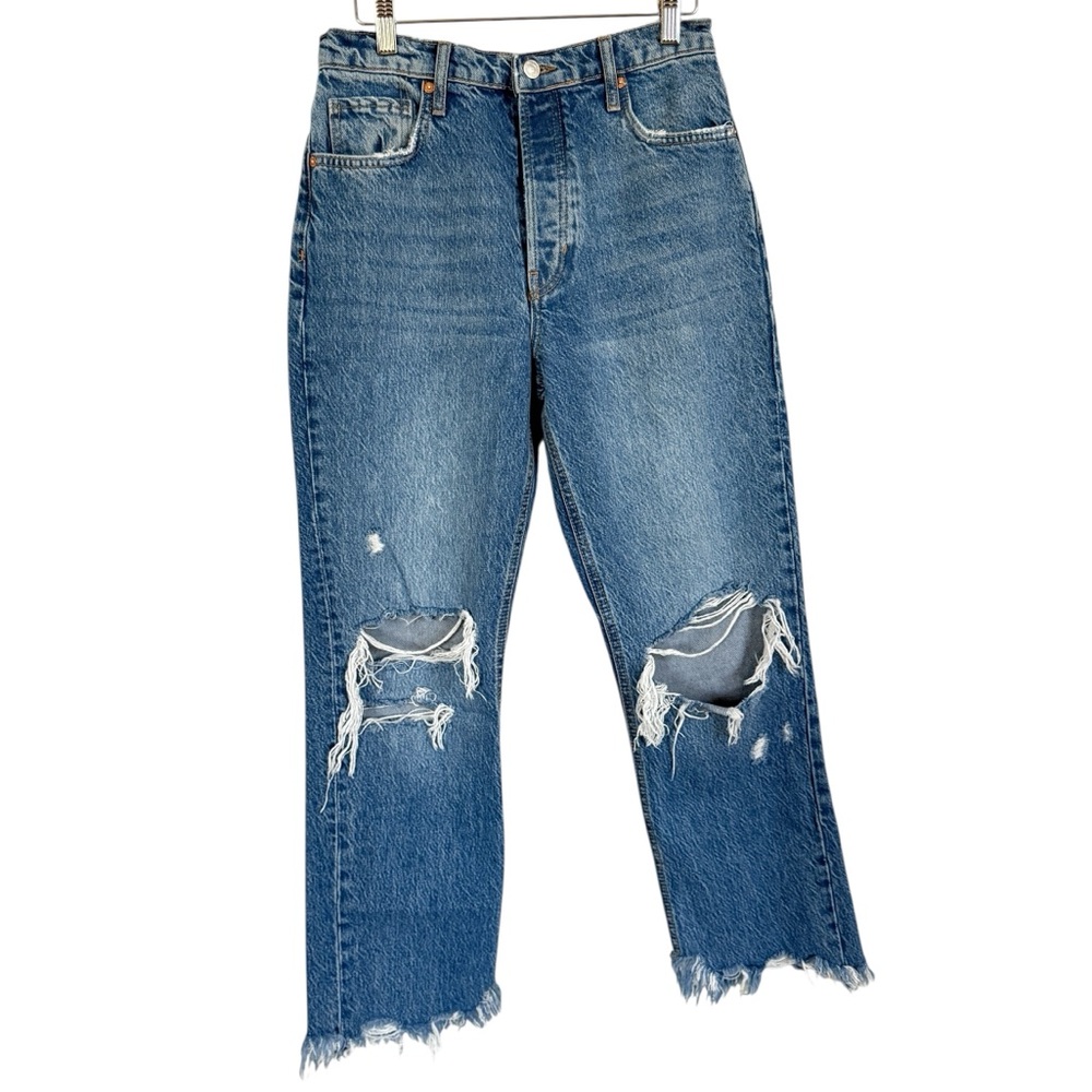 Free People Distressed Button Cropped Tapered Straight Jeans – Women’s Size 27